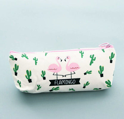 Pink Cartoon Flamingo Pencil Case