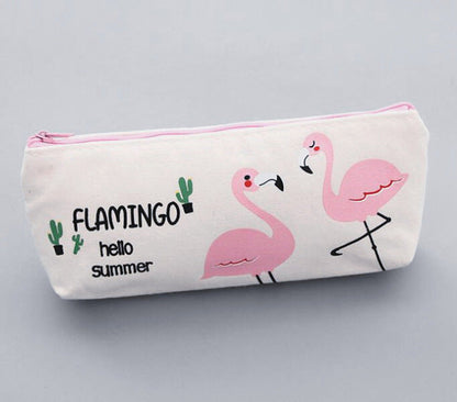 Pink Cartoon Flamingo Pencil Case