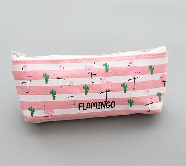Pink Cartoon Flamingo Pencil Case
