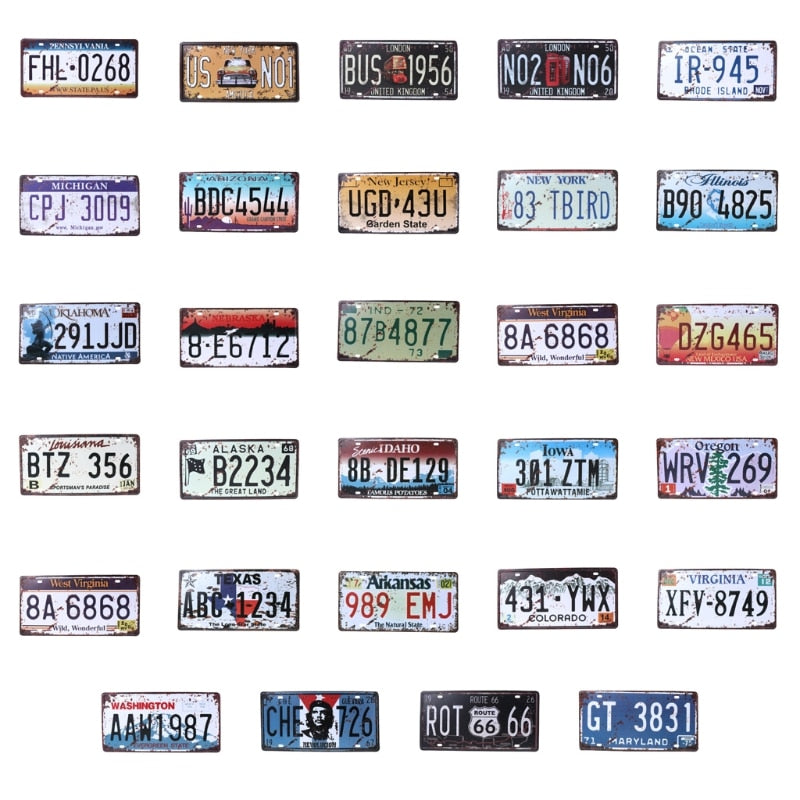 Vintage Metal Tin License Plate Plaque