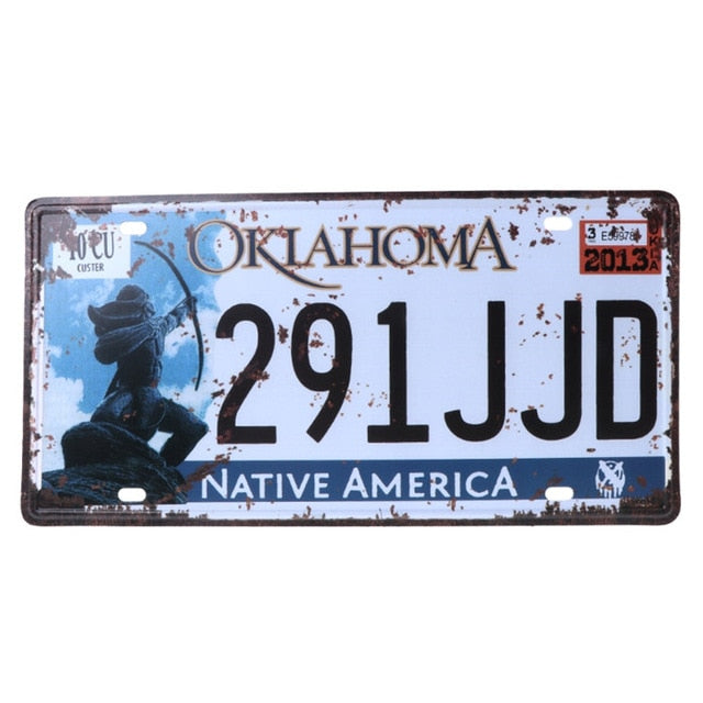 Vintage Metal Tin License Plate Plaque