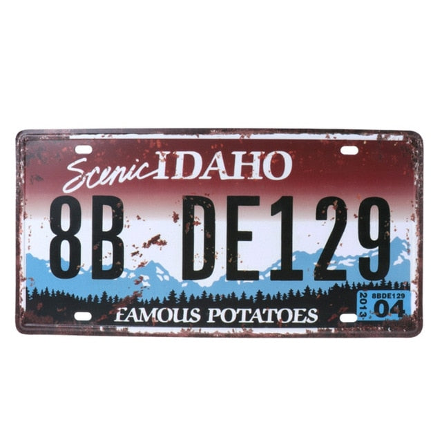 Vintage Metal Tin License Plate Plaque
