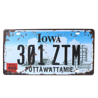 Vintage Metal Tin License Plate Plaque