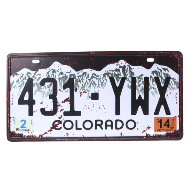 Vintage Metal Tin License Plate Plaque