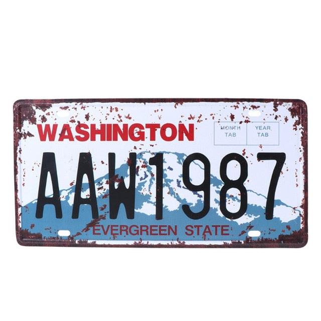 Vintage Metal Tin License Plate Plaque