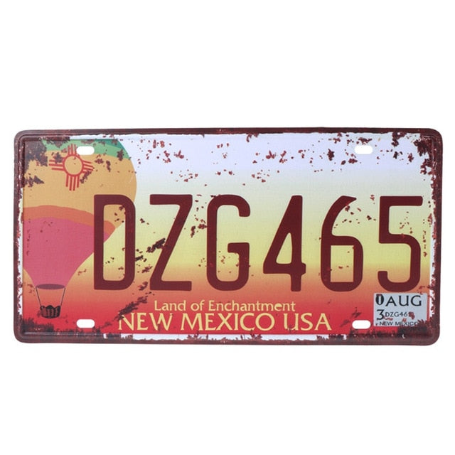 Vintage Metal Tin License Plate Plaque