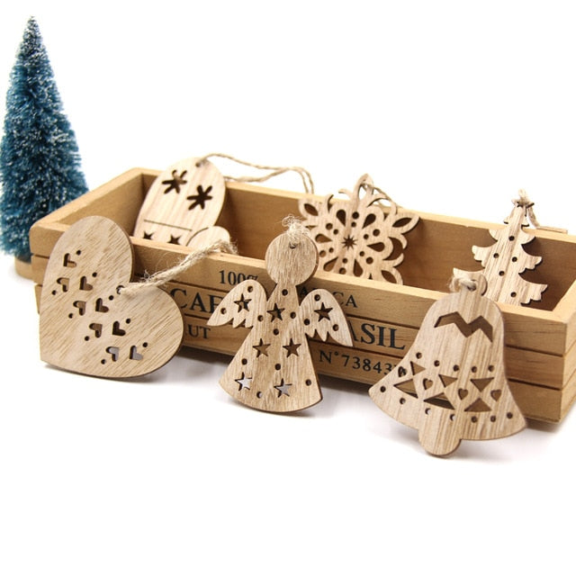 Wooden Christmas Themed Ornament Decorations