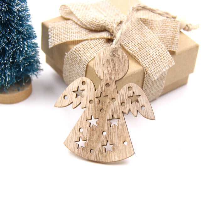 Wooden Christmas Themed Ornament Decorations