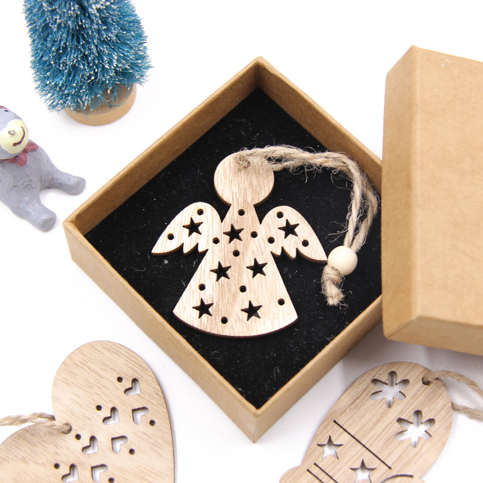 Wooden Christmas Themed Ornament Decorations