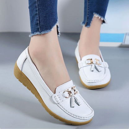 Women's Genuine Leather Business Casual Slip-Ons