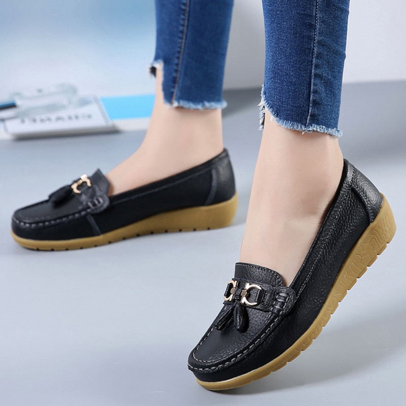 Women's Genuine Leather Business Casual Slip-Ons