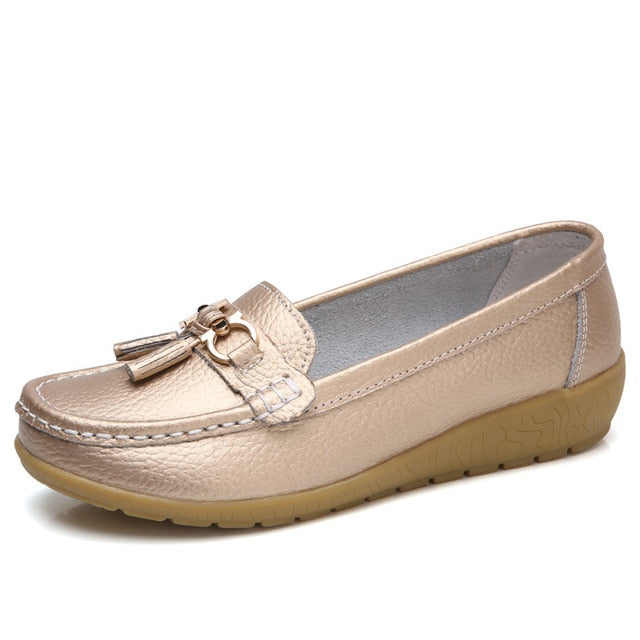 Women's Genuine Leather Business Casual Slip-Ons