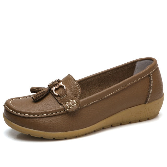 Women's Genuine Leather Business Casual Slip-Ons