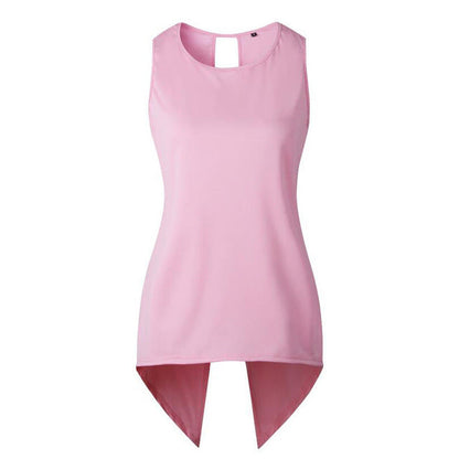 Womens Tops and Blouses Sleeveless Feminine Blouse Shirt Ladies Top Female Cross Irregular O-Neck Summer Tops for Women