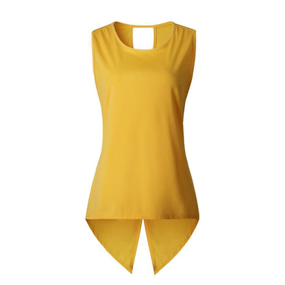 Womens Tops and Blouses Sleeveless Feminine Blouse Shirt Ladies Top Female Cross Irregular O-Neck Summer Tops for Women