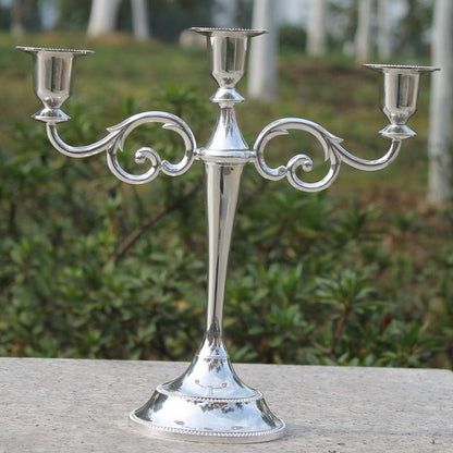 Silver/Gold/Bronze/Black 3-Arms Metal Pillar Candle Holders Candlestick
