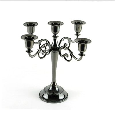 Silver/Gold/Bronze/Black 3-Arms Metal Pillar Candle Holders Candlestick