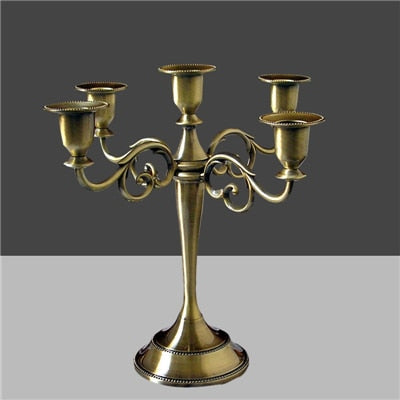Silver/Gold/Bronze/Black 3-Arms Metal Pillar Candle Holders Candlestick
