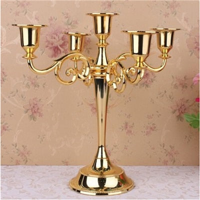 Silver/Gold/Bronze/Black 3-Arms Metal Pillar Candle Holders Candlestick