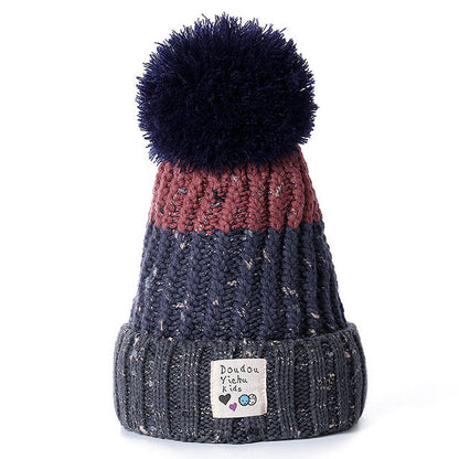 Women's Patchwork Knitted PomPom Beanie