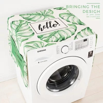 Cotton Cartoon Print Washing Machine Dust Cover with Side Pockets