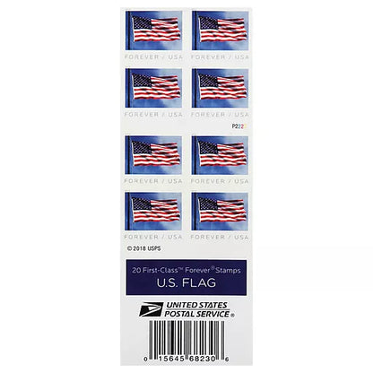 USPS US-Flag 2018 Forever Stamps - Book of 20 Postage Stamps
