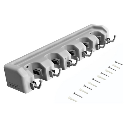 Shovel, Rake and Tool Holder with Hooks- Wall Mounted Organizer for Garage, Closet, or Shed-Hang Home and Garden Tools-Space Saving Rack by Stalwart