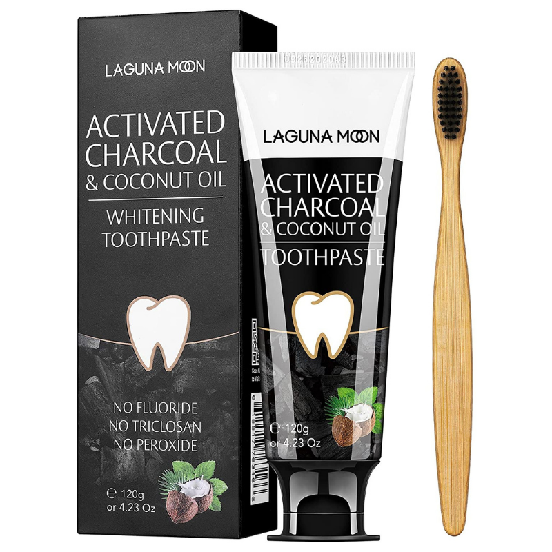 100% Natural Activated Charcoal & Coconut Oil Teeth Whitening Toothpaste